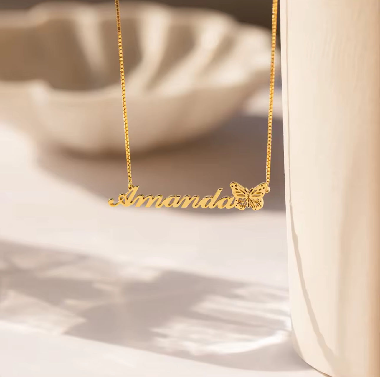 Butterfly Name Plate Necklace