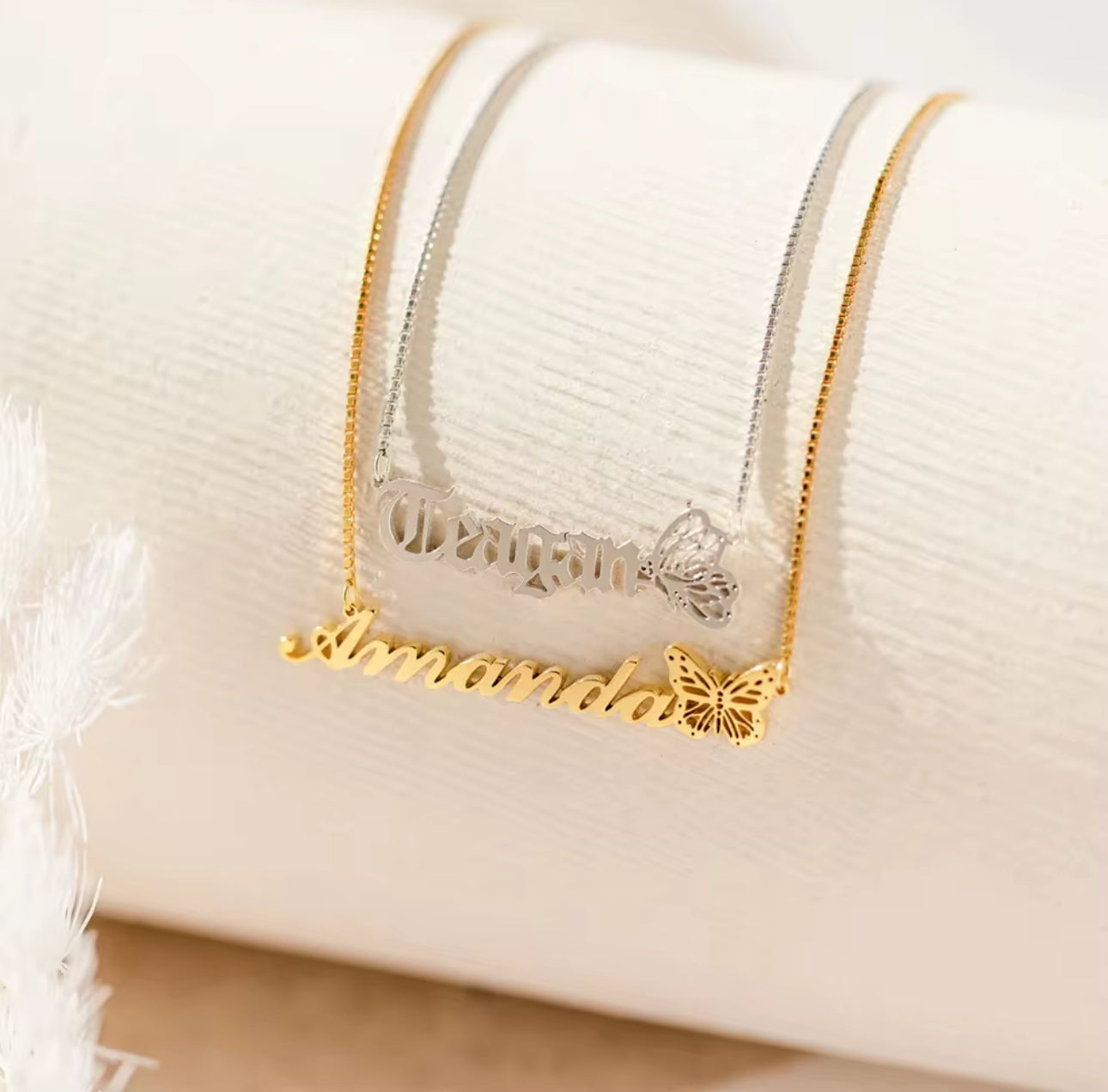 Butterfly Name Plate Necklace