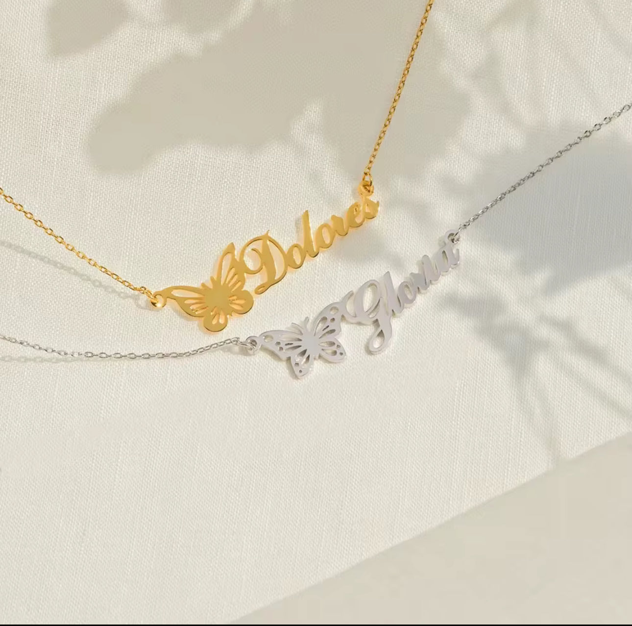 Butterfly Name Plate Necklace