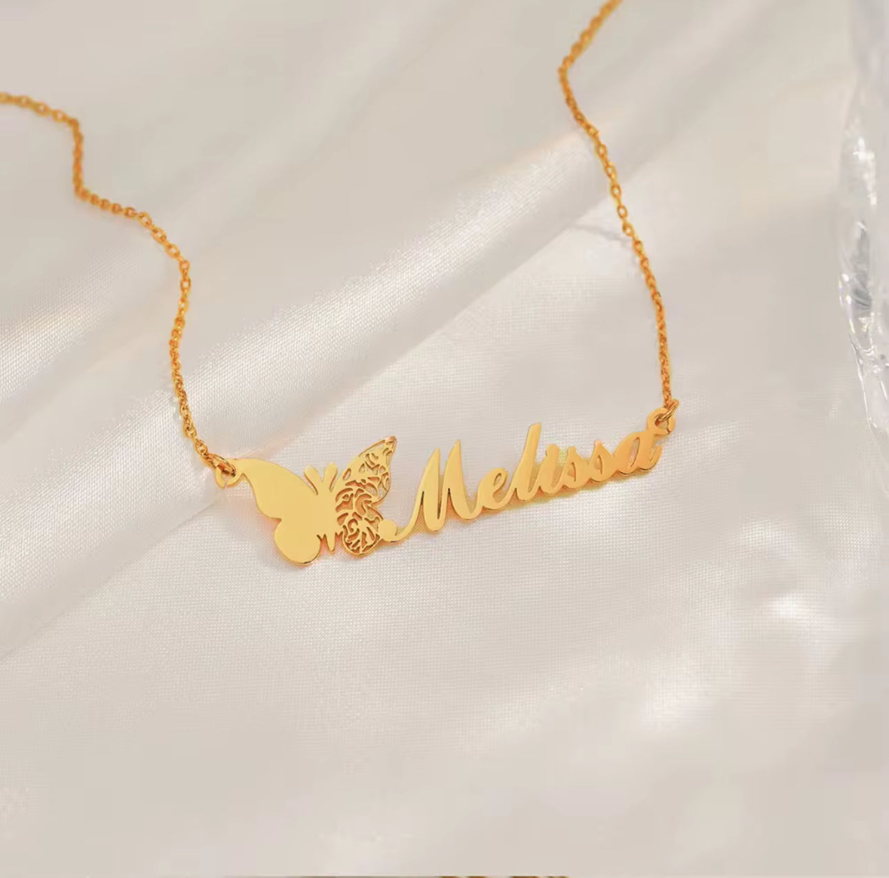 Butterfly Name Plate Necklace