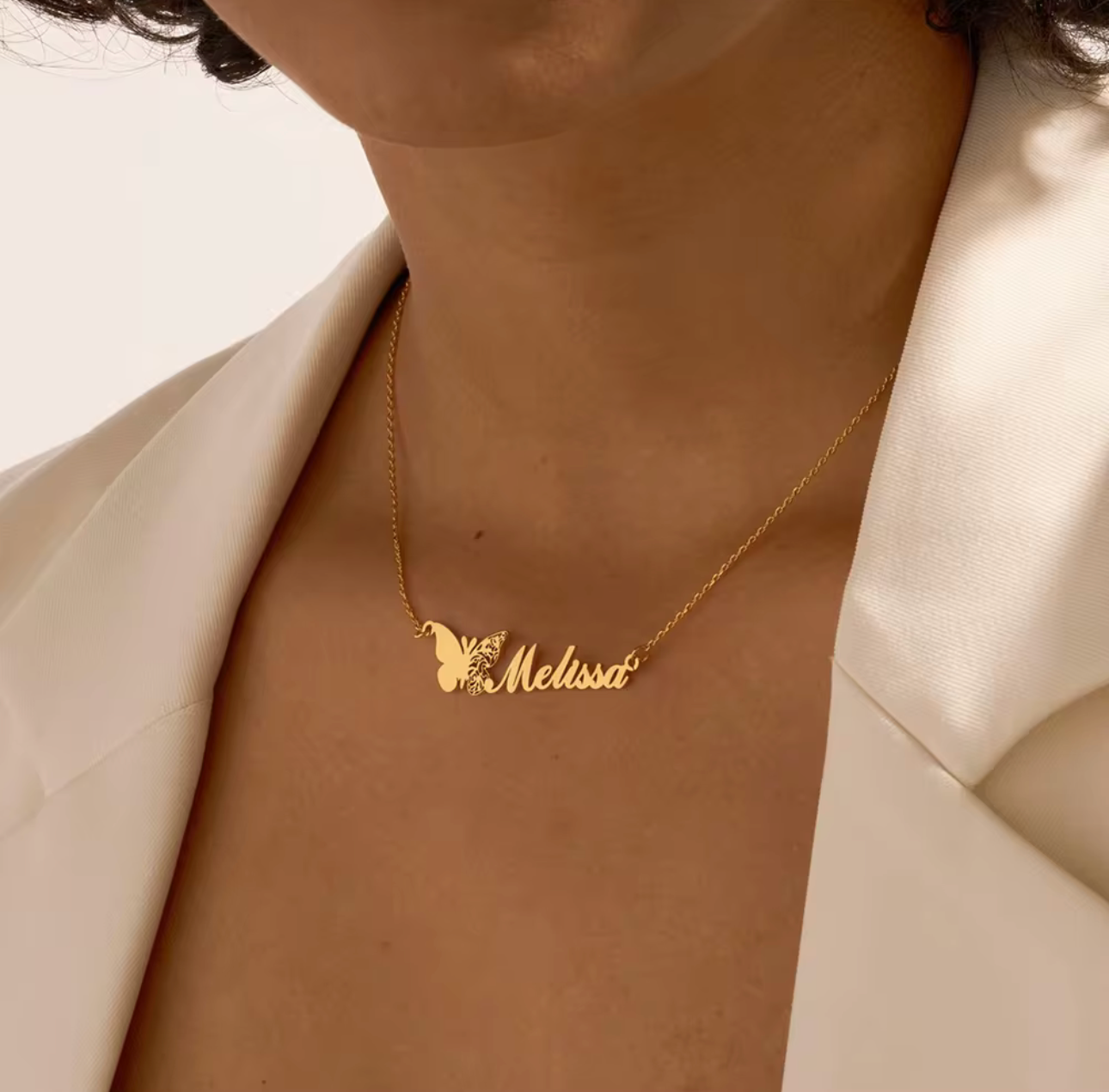 Butterfly Name Plate Necklace