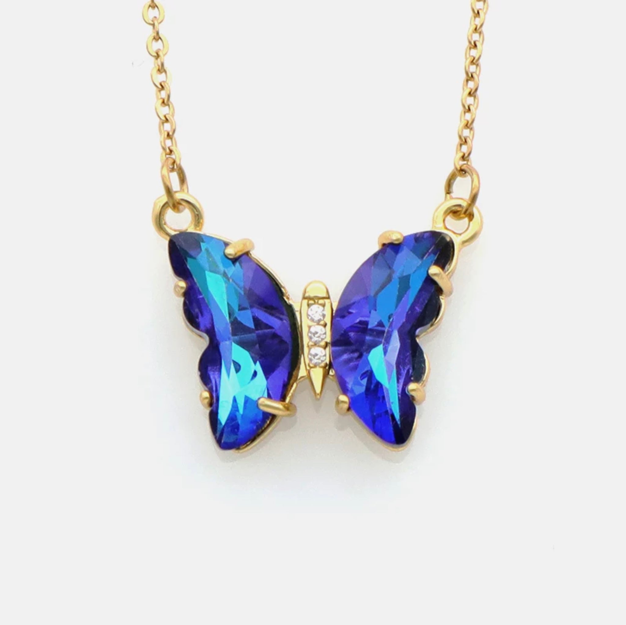 Gradient Glass Butterfly Necklace