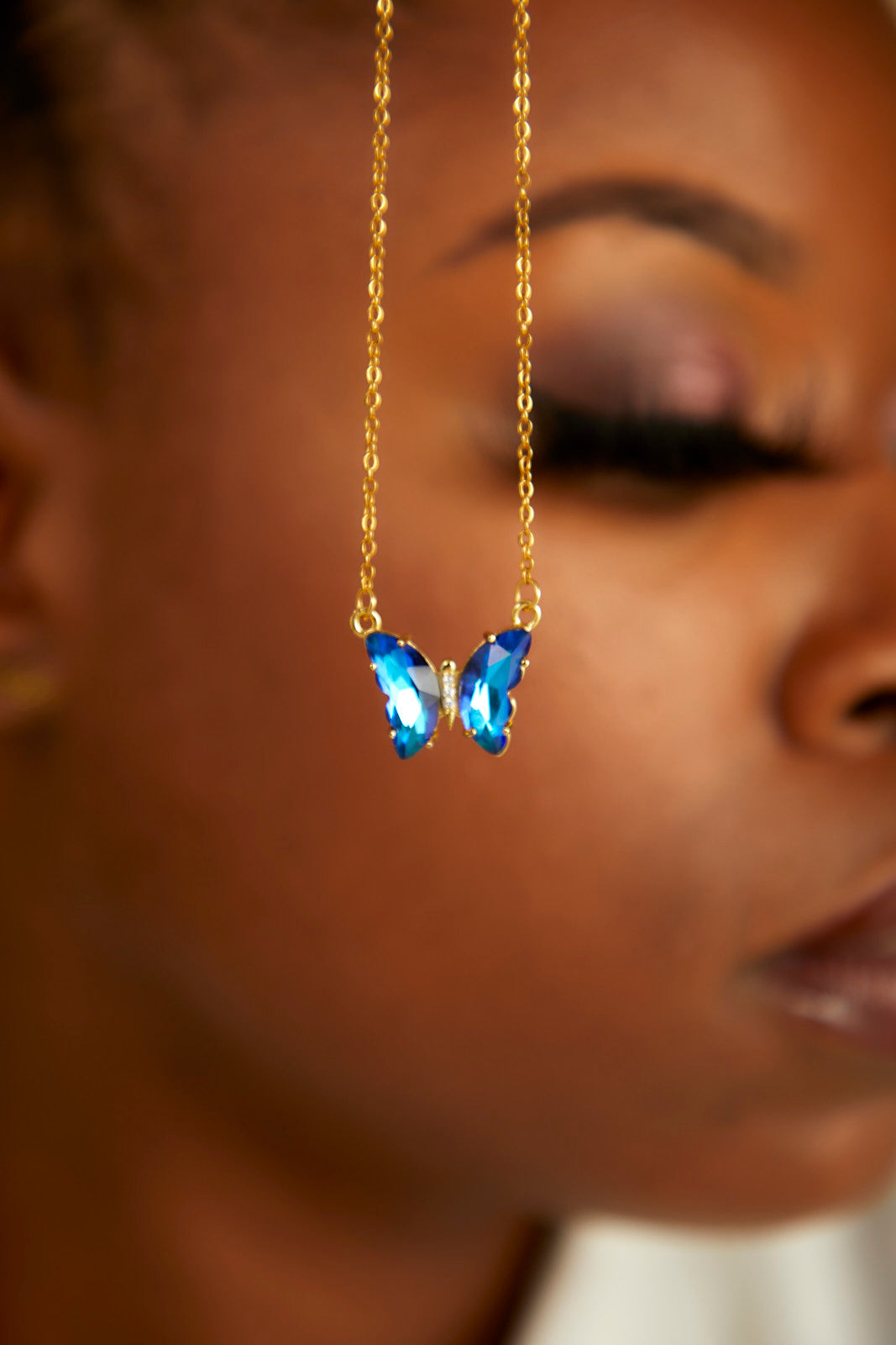 Gradient Glass Butterfly Necklace
