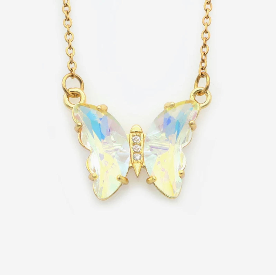 Gradient Glass Butterfly Necklace