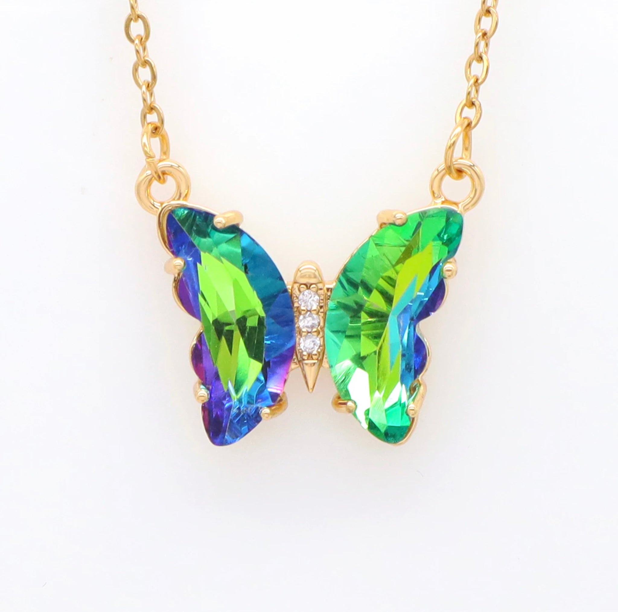 Gradient Glass Butterfly Necklace