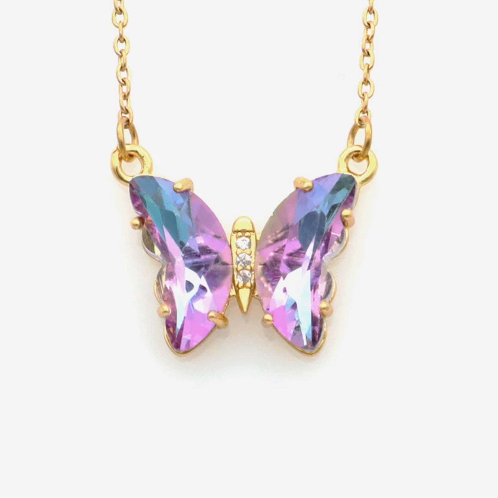 Gradient Glass Butterfly Necklace