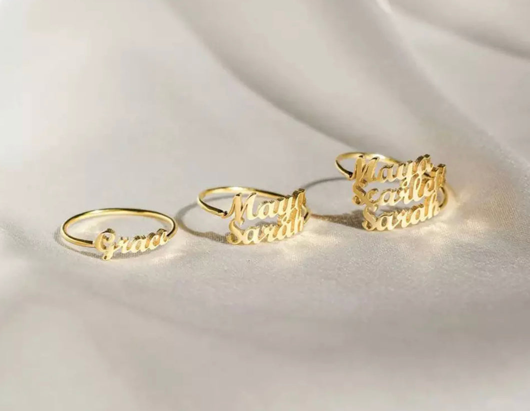 Triple Name Plate Ring