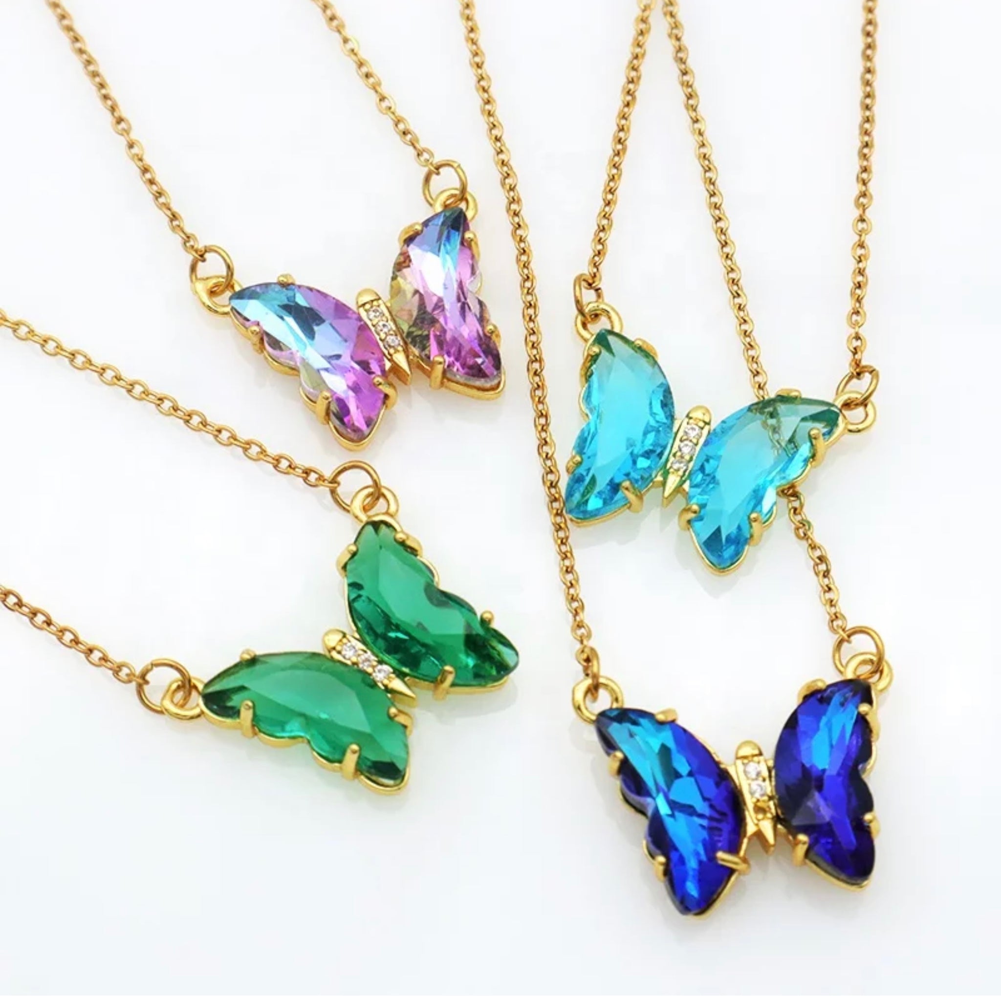 Gradient Glass Butterfly Necklace