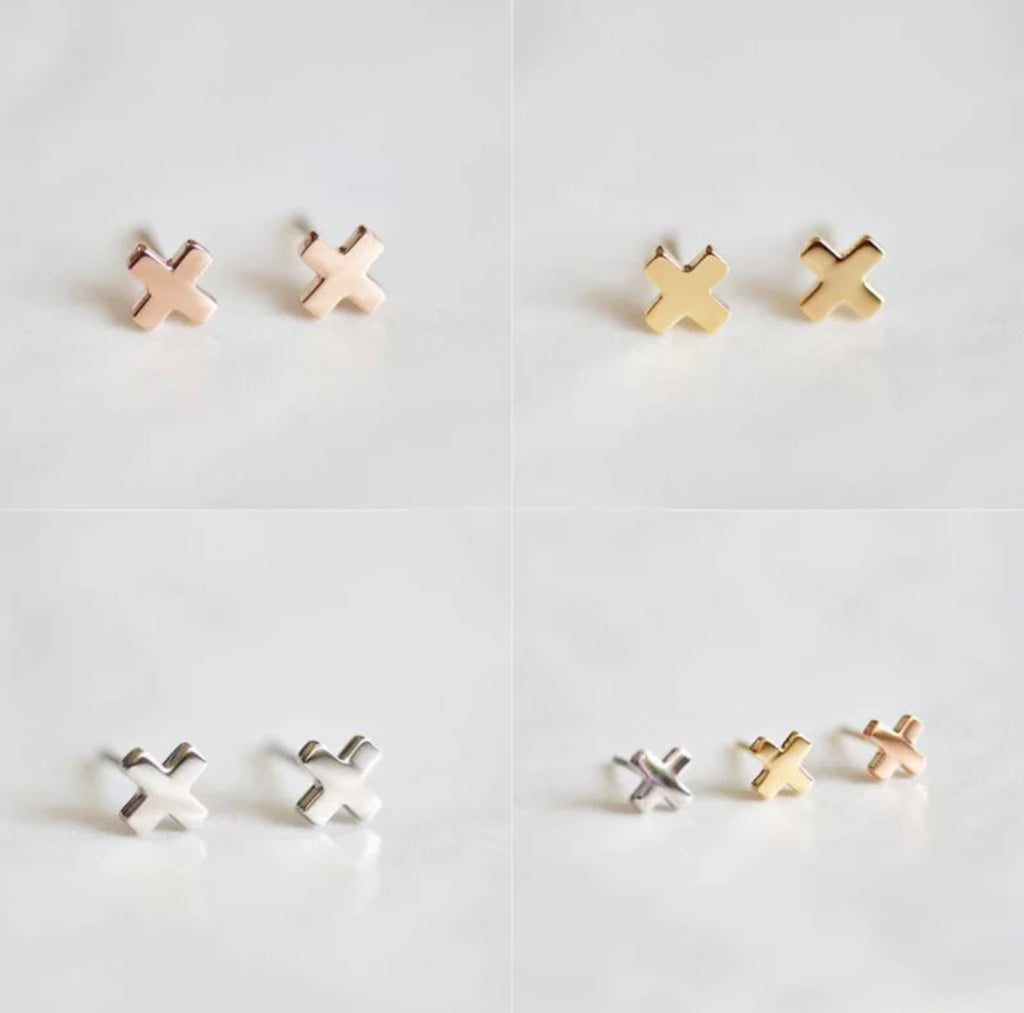 Tiny X Earrings
